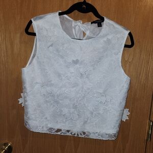 NWT $75 Marc New York Andrew Marc White Floral Lace Blouse